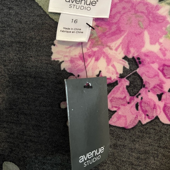 Avenue Studio Black Wrap Dress with Pink Floral Design - Picture 3 of 3